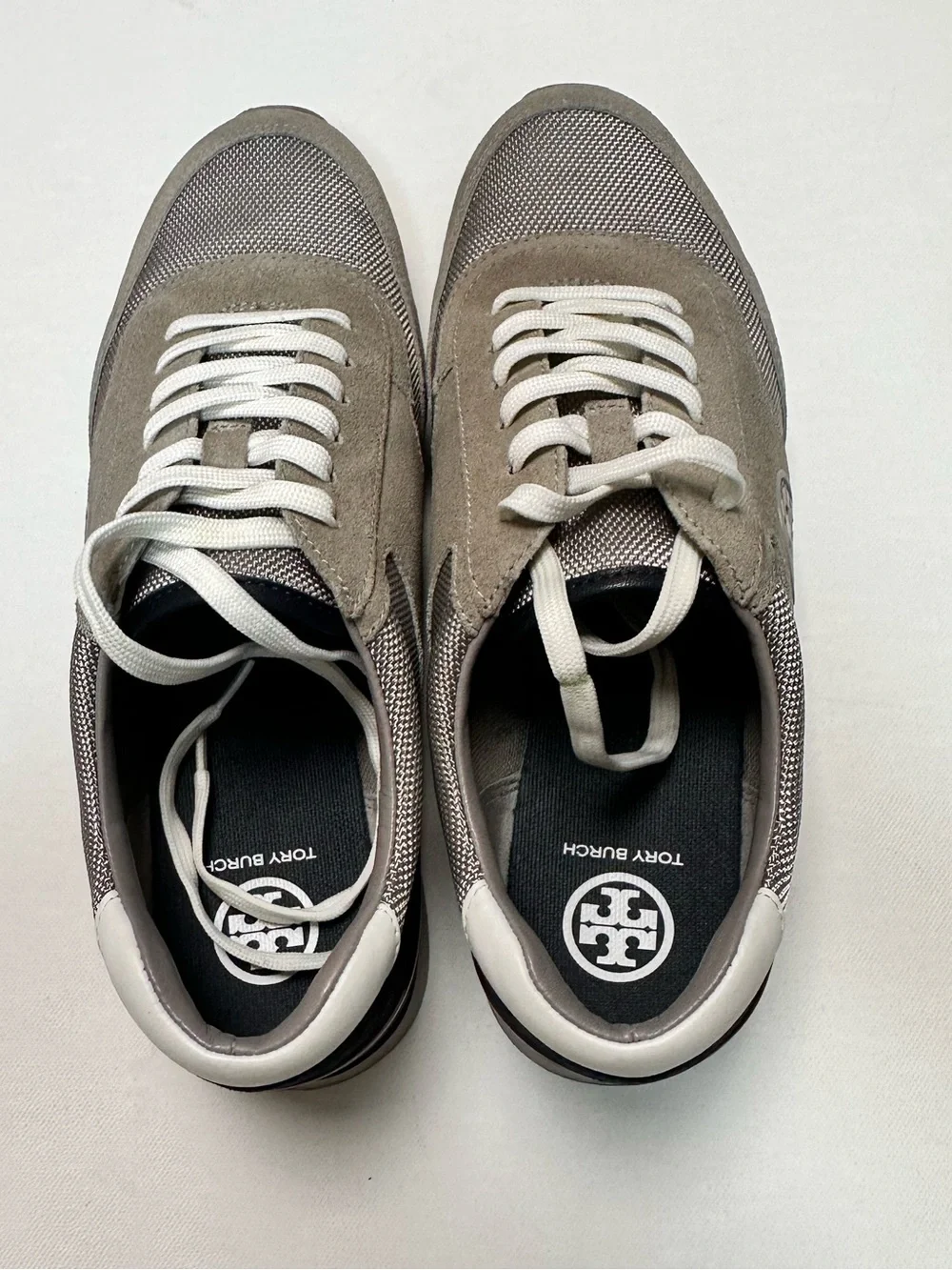 Tory Burch Women’s Sawtooth Logo Sneaker Tennis size 8.5 Leather Suede - Picture 9 of 13